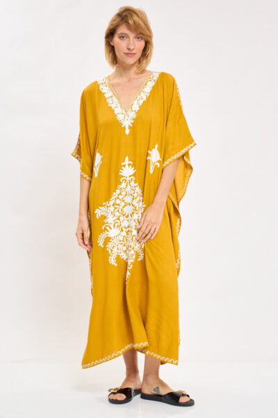 Kashmir Butterfly Mustard Kaftan
