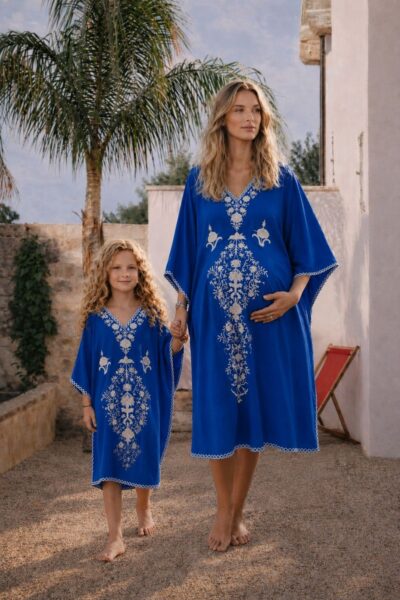 Girls Kashmir Cotton Blue – Mommy & Me Collection