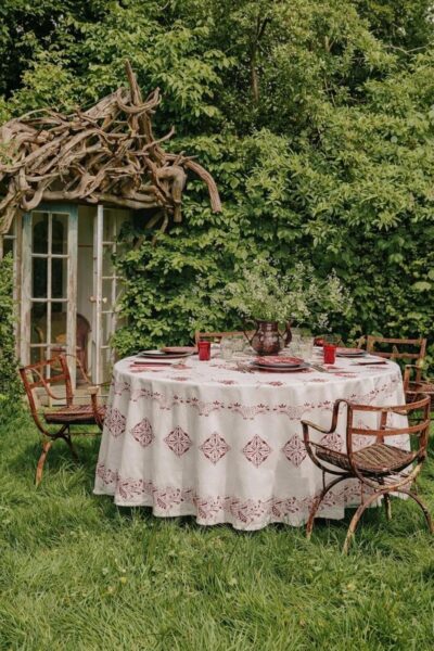 Round Tablecloth Greek Red (2.5 m)