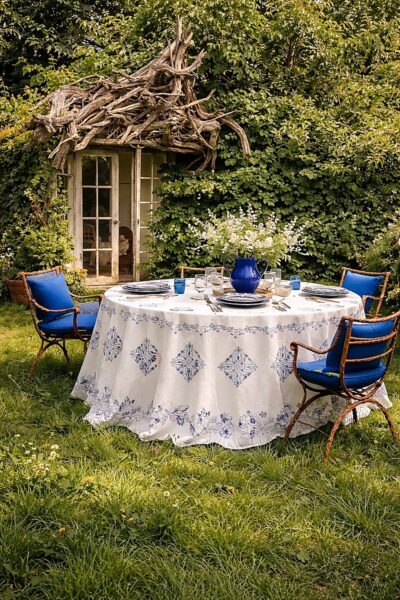 Round Tablecloth Greek Blue (2.5 m)