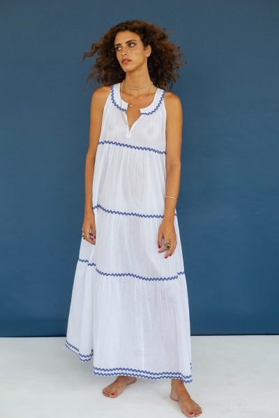 Pina Colada Blue Stripes Dress