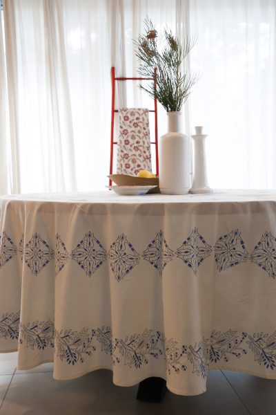 Round Tablecloth Greek Blue (2.5 m)