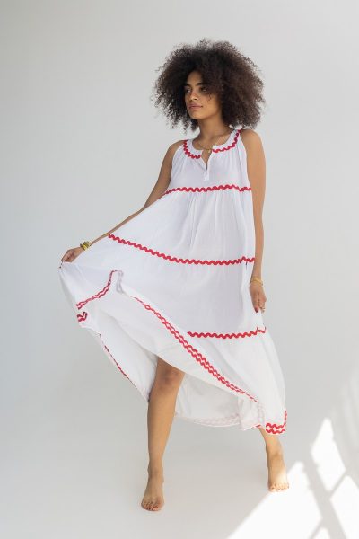 Pina Colada Red Stripes Dress