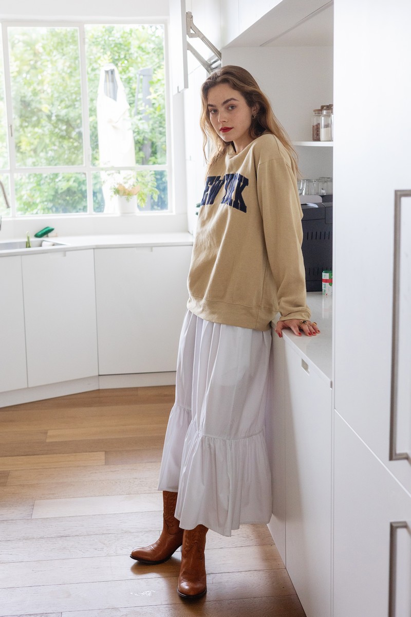 White maxi skirt pockets hotsell