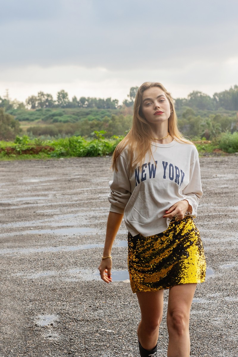 Sequin Gold Mini Skirt gallabia