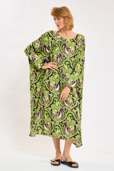 Margarita Green-Black Print Dress
