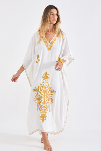 Kashmir Cotton Butterfly Kaftan Gold
