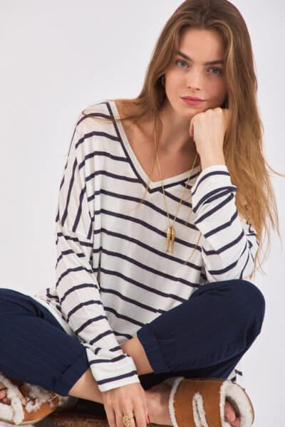 Blue Stripes T Shirt Long