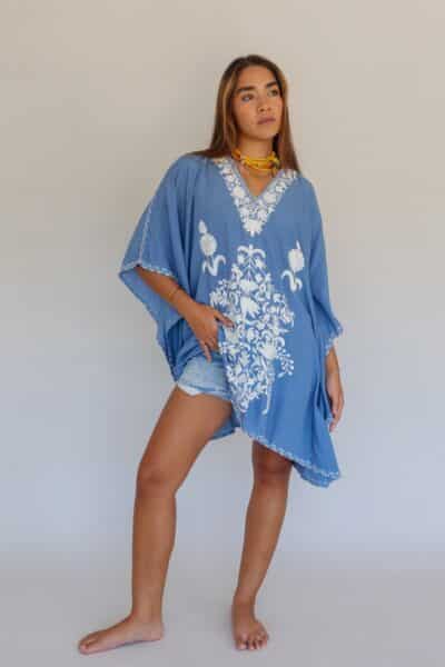 Kashmir Cotton Tunic Light Blue