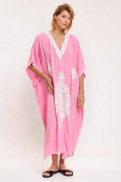 Kashmir Butterfly Pink Kaftan