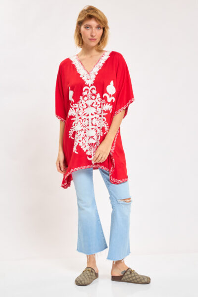 Kashmir Cotton Tunic Red