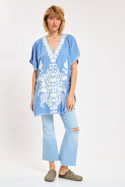 Kashmir Cotton Tunic Light Blue