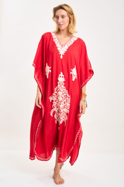 Kashmir Butterfly Kaftan Red
