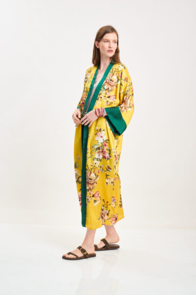 Long Satin Kimono Yellow