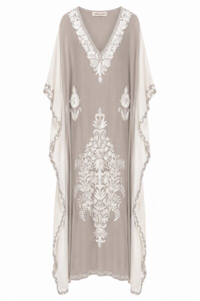 Kashmir Silk Butterfly Grey Kaftan