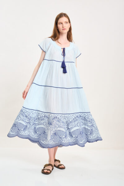 Pina Colada Sunflower Maxi Dress Light Blue