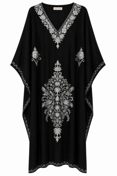 Kashmir Butterfly Kaftan Black & Silver