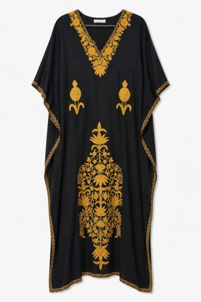 Kashmir Butterfly Kaftan Black & Mustard